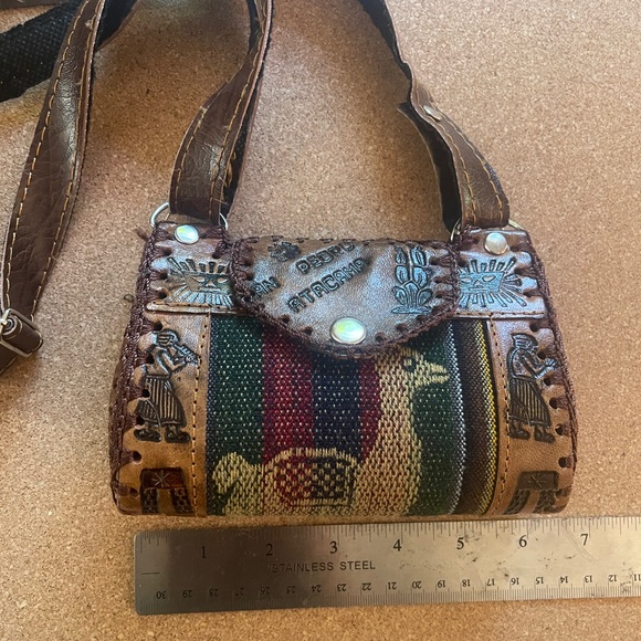 Llama mini purse bag Mexico leather vintage artisan - Picture 13 of 14